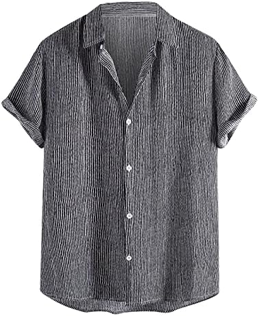חולצת כותנה קיץ לגברים מזדמנים של שרוול קצר של שרוול קז'ן, חולצות מפוסות וינטג