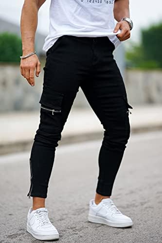 ג'ינגטו ג'ינס רזה לגברים נמתחים רזים בכושר קרוע במצוקה
